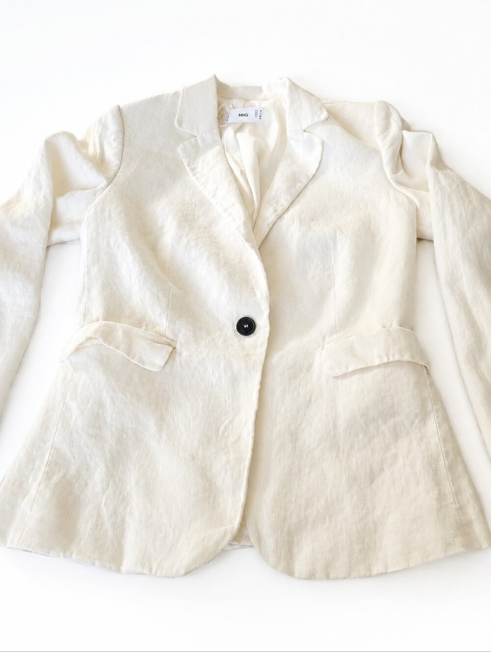 Mango / MNG White Linen Blazer, Sz 4